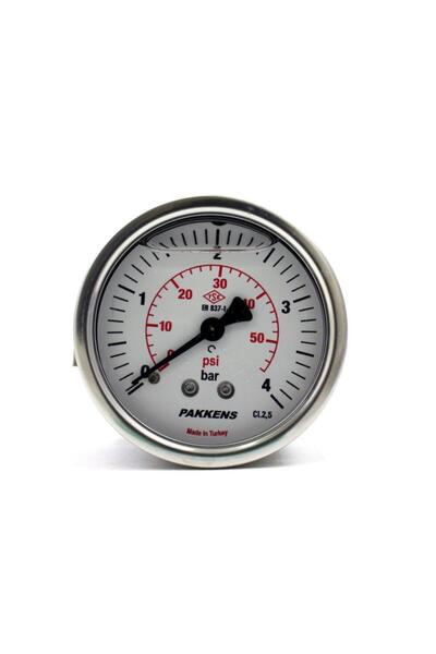 Pakkens 0-4 Bar 50 mm Arkadan Bağlantılı Panotipli Gliserinli Manometre G 1/4 inç