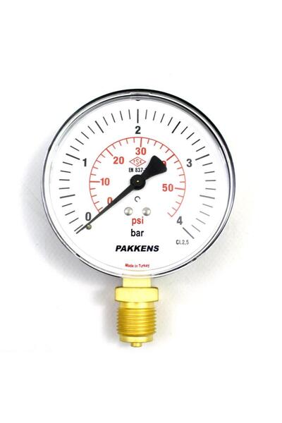 Pakkens Çap 63 0/4 Bar Kuru Tip Basınç Ölçer, Manometre, Basınç Göstergesi 1/...