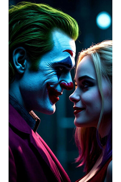 aydın garage Joker ve Harley Quinn Kapı Direk Kaplama Folyosu BASKILI STİCKER...