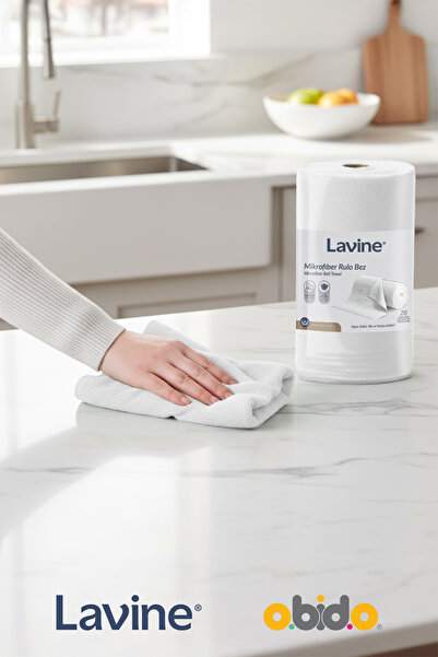 obido (20-Piece Roll) Lavine Multi-Purpose 100% Microfiber Cleaning Cloth "White" 25X32 Large Size Use to Pick up Debris