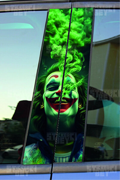 aydın garage DUMAN EFEKTLİ JOKER Kapı Direk Kaplama Folyosu BASKILI STİCKER Sağ-Sol 2 Adet 22*50 CM