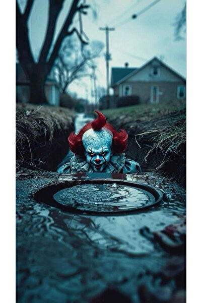 aydın garage Pennywise Kapı Direk Kaplama Folyosu BASKILI STİCKER Sağ-Sol 2 A...