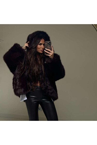 MONNET MODA Brown Fur Coat with Hood