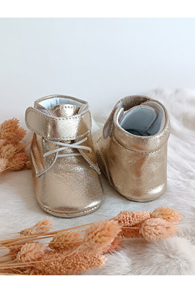 Hodore Briza Gold Genuine Leather Velcro Baby Boots