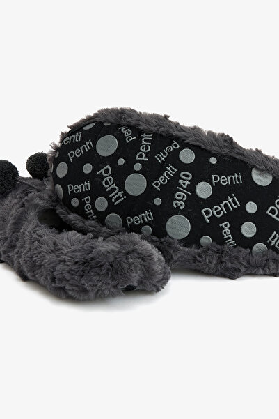 Penti Gri Cozy Ponponlu Ev Patiği