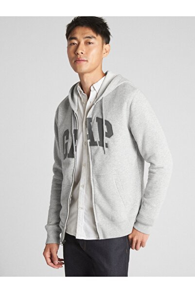 GAP Men's Gray Logo Hooded Sweatshirt