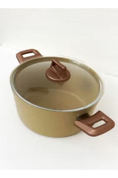 Generic Granite Pot 24 cm Non-Stick Glass Cover Turkish