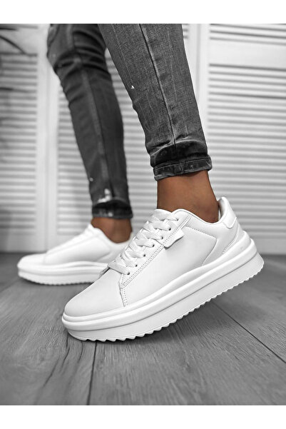 dehaine Ανδρικά sneakers, casual, λευκά, με ψηλή σόλα