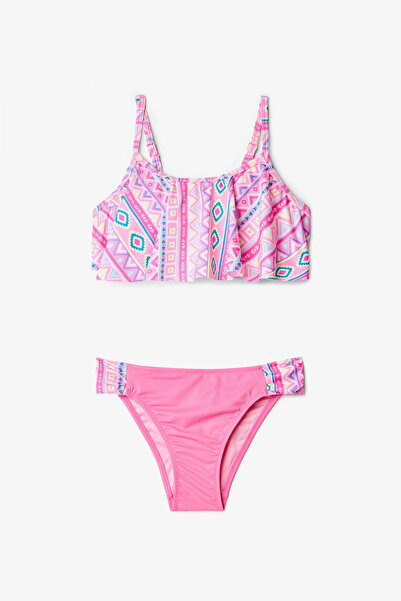 Penti Girls Ethnic Print Ruffle Texas Halter Bikini Set