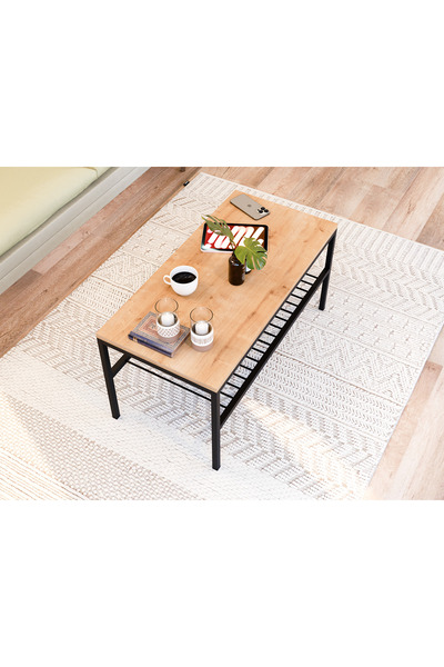 interGO OMVO Metal Orta Sehpa | 2 Raflı Orta Sehpa