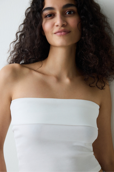 Penti Πτυσσόμενο Bandeau Off-White Top