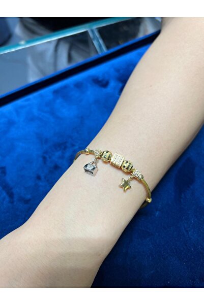 kuyumcu nurettin 8 gr (gram) Yıldız Şans Bileklik Künye (rose-sarı-yeşil-beyaz)