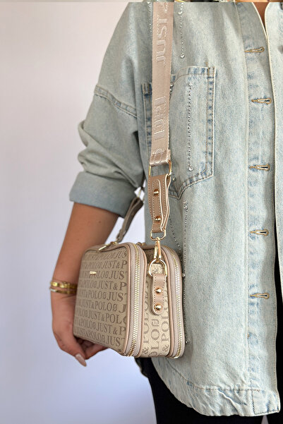 Just Polo حقيبة كتف نسائية أصلية من جست بولو، متوسطة الحجم، مكونة من 5 أقسام، مناسبة للاستخدام اليومي، مقاس 25*17 سم