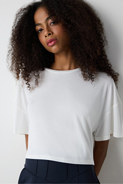 Penti Modal Crop Off-White T-Shirt