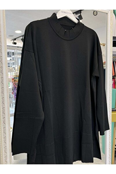MERAM BUTİK Adn Thin Knit Tunic - Black - 2