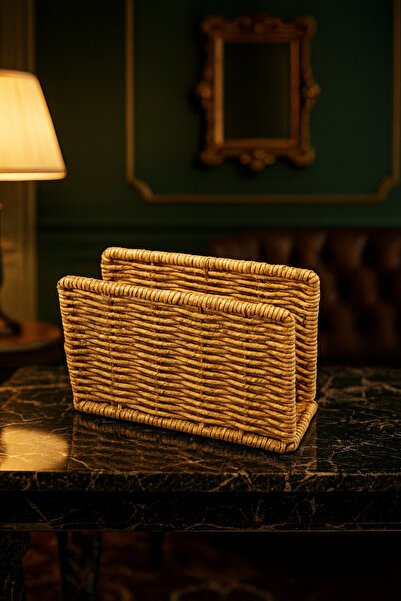 YzHome Hasır Rattan Peçetelik Saklama Kutusu Organizer Kare