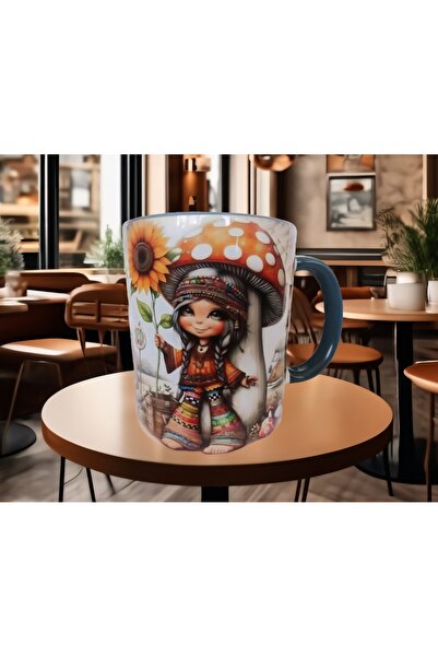 Mugs and love Peace vintage baskı büyük boy kupa