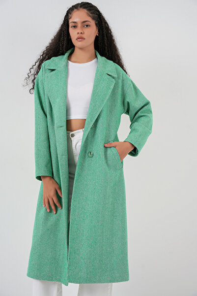 Bigdart Zelený oversize široký vlněný kabát s dlouhým razítkem 9113