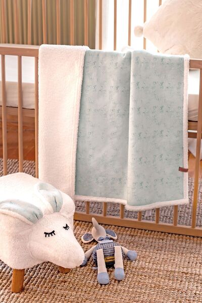 HAMUR Fluffy Baby Blanket 80X100 Solid Green Swaddle Stroller Double-Sided Sheep Wool Blanket 100X80