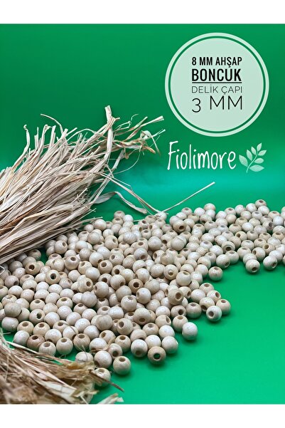 Fiolimore Mărgele din lemn lăcuit de 8 mm (175 bucăți) Diametru gaură 3 mm Bi...