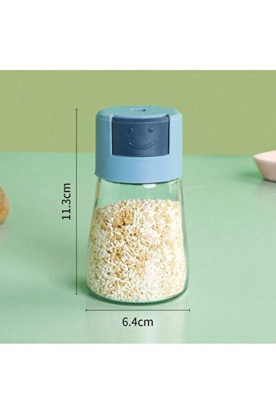 Flippy Spice Dispenser, Glass, 180 ml, Moisture-Resistant, 11.3 x 6.4 cm, 5g Measure, Blue