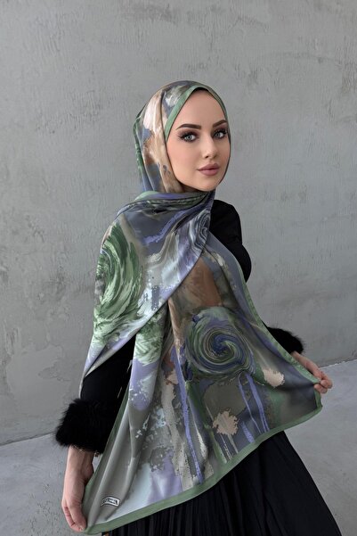 Byedauzunlar Mildew Green Sahara Sandy Silk Shawl