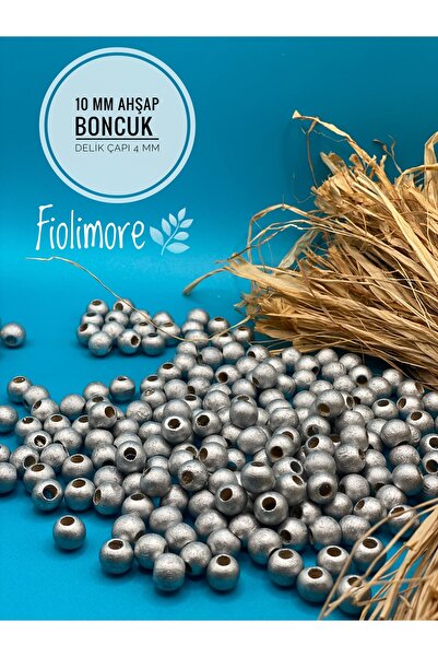 Fiolimore Mărgele din lemn gri argintiu de 10 mm (50 Gr 135 buc) Diametru gau...