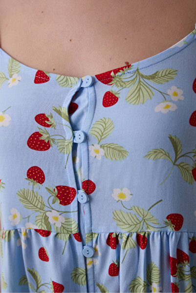 Penti Strawberries Chally Açık Mavi Gecelik
