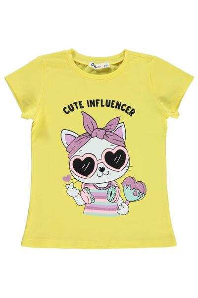 Civil Girls pisică cu imprimeu Tricou pentru 2-5 ani - Galben 3-4 ani