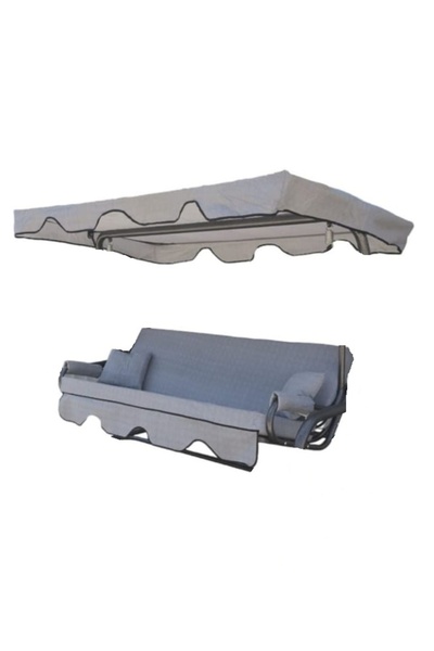 Mandaş Süngerli 3 Kişilik Salıncak Minder Seti (Pamuklu Kumaş)-Gri YENİ