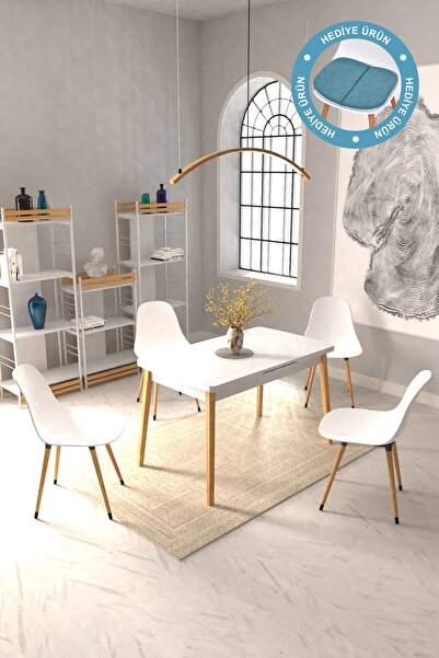 VİLİNZE Vilinze Eames Sandalye Avanos Ahşap MDF Açılır Mutfak Masası Takımı -...