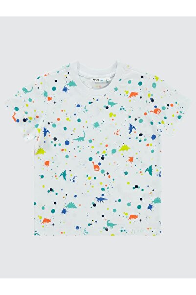 Civil Boys Tricou Leapfrog Dino cu imprimeu Empirme pentru 2-5 ani - Alb 2-3 ani