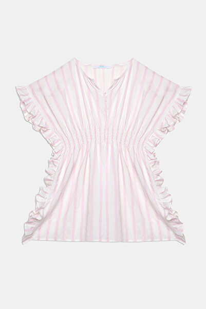 Penti Glänzender rosa gestreifter Kaftan für Mädchen