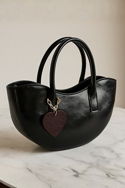 Moon Çanta Lune Half Moon Shaped Black Crossbody Women's Shoulder Bag