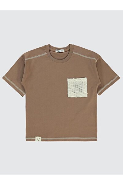 Civil Boys Μπλουζάκι με δαντέλα και ραφές στις τσέπες για 6-9 ετών - Καφέ 6-7...