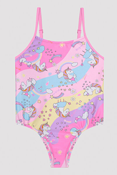 Penti Girl's Star Unicorn Multicolored Swimsuit