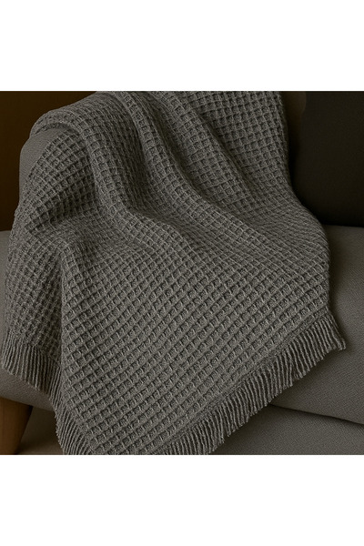 Rell Home Pamuklu Dokulu Koltuk Şalı 170x220 cm – Saçaklı TV Battaniyesi & Dekoratif Koltuk Örtüsü
