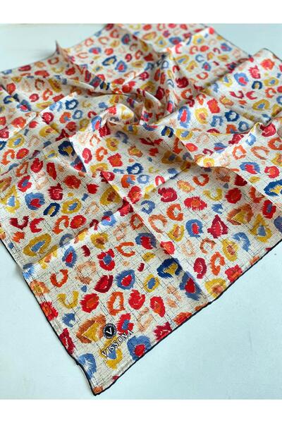 Vissona Μεταξωτό μαντήλι Tivil 52011 - 0013 - 0047 Πορτοκαλί Λεοπάρ Μοτίβο