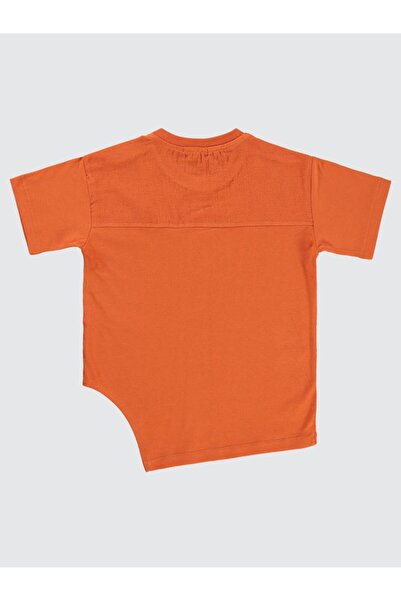 Civil Boys V Printed Asymmetrical 6-9 Years Old T-Shirt - Orange 9-10 Years Old