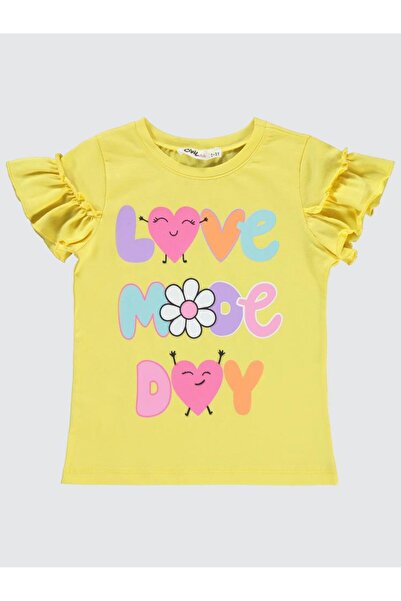 Civil Girls تي شيرت Love Mode Day مطبوع للأعمار من 2 إلى 5 سنوات - أصفر للأعم...