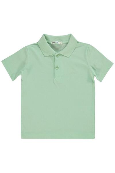 Civil Boys Sailboat Embroidered Lakos T-Shirt for Ages 2-5 - Green 5-6 Years Old