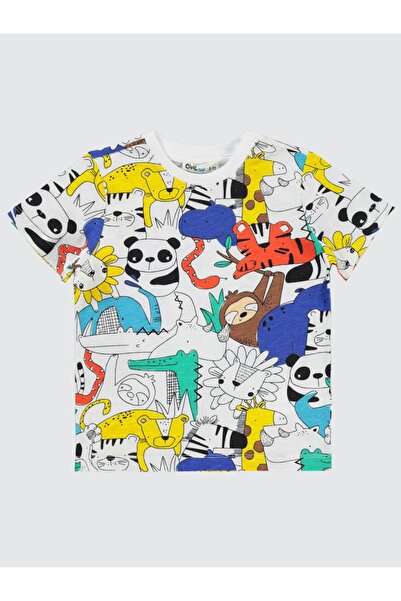 Civil Boys Cute Amazon Animals Print 2-5 Years Old T-Shirt - White 5-6 Years Old