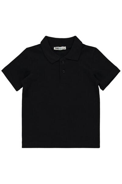Civil Boys Sailboat Embroidered Lakos T-Shirt for Ages 2-5 - Black 4-5 Years Old
