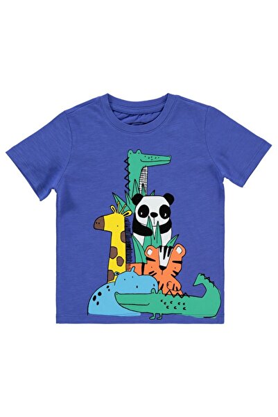 Civil Boys Sevimli Hayvanlar Baskılı 2-5 Yaş Tişört - Mavi 5-6 Yaş
