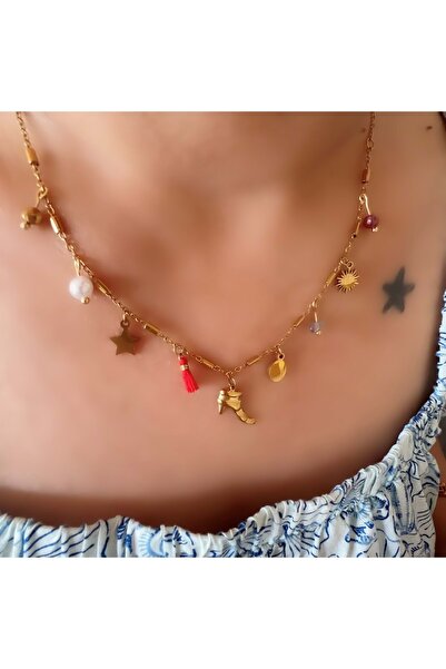 ACAR TAKI حذاء تشارميلي قلادة فولاذية 41+6 سم - لون ذهبي ACR6062