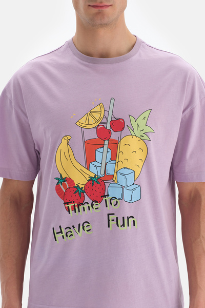 Dagi Μπλουζάκι με στάμπα σε λιλά λαιμόκοψη