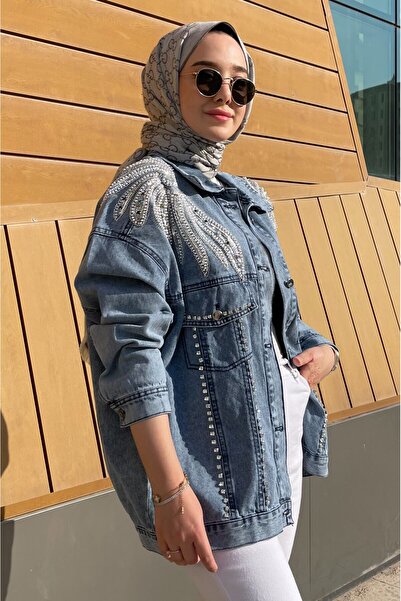 Suede Style 9191 - Jachetă de blugi pentru femei, confortabilă și elegantă, cu detaliu de broderie la guler