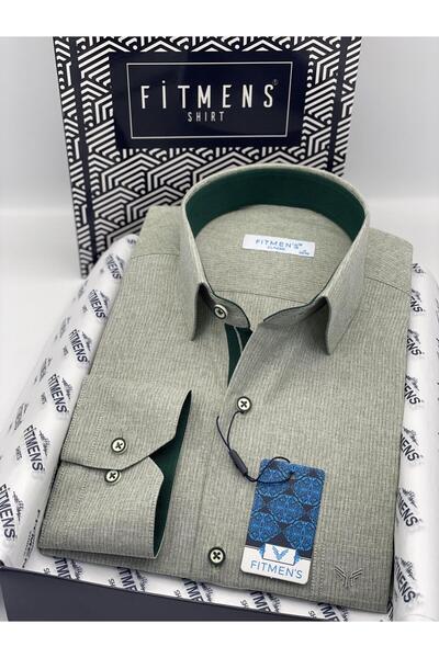 Fitmens Classic Long Sleeve Linen Cotton Gift Boxed Men's Shirt Fs-001261 - Green