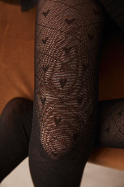 Penti Black Girls Heart Pantyhose