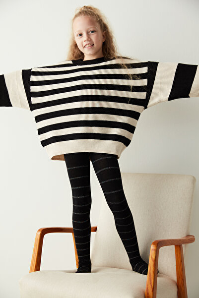 Penti Siyah Kız Çocuk Sim Çizgili Külotlu Çorap